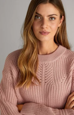 Wool Mix Knitted Pullover in Dark Rosé