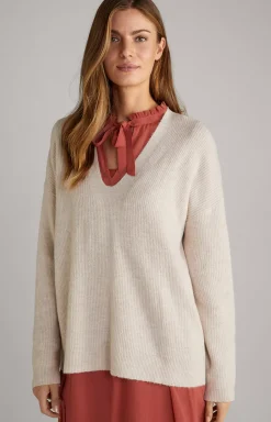 Wool Mix Pullover in Light Beige